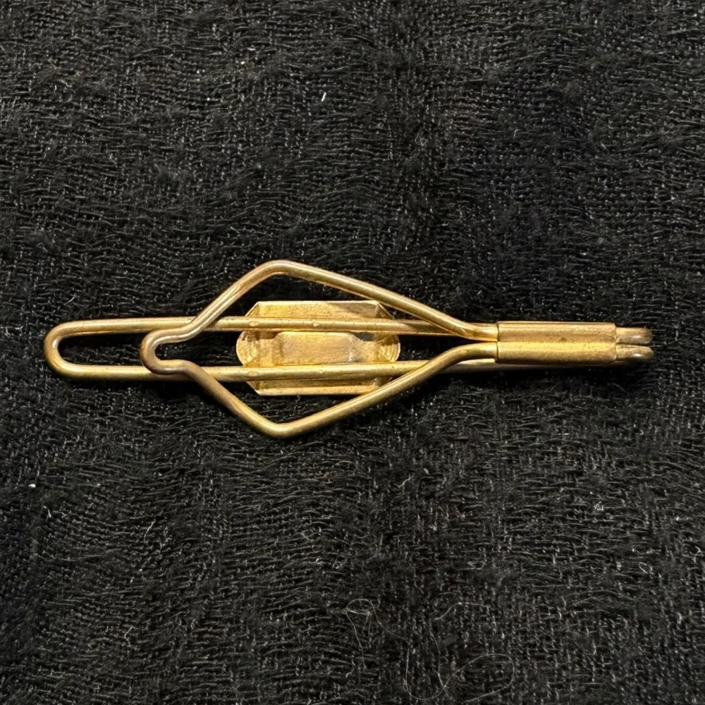 Vintage Initial G Tie‎ Clip Gold Tone Mother of Pearl Mens Monogram Bar